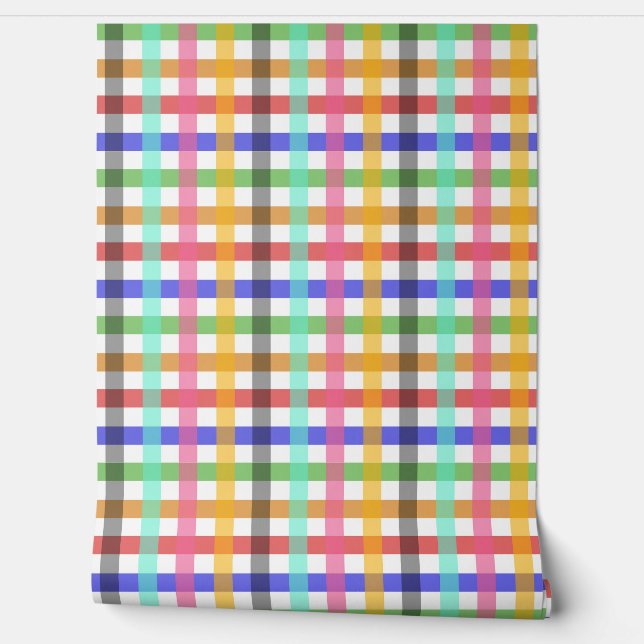 Veelkleurig Gingham Plaid Pattern Design Behang (Afrollen)