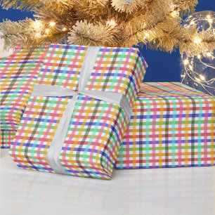 Veelkleurig Gingham Plaid Pattern Design Cadeaupapier