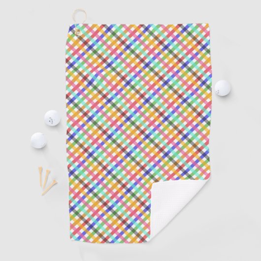 Veelkleurig Gingham Plaid Pattern Design Golfhanddoek (Insitu)