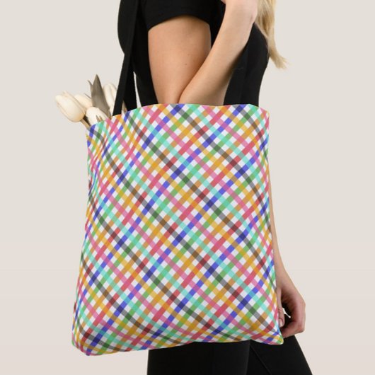Veelkleurig Gingham Plaid Pattern Design Tote Bag