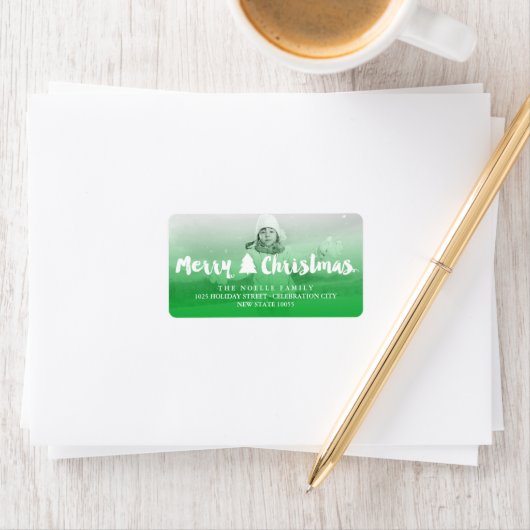 Veelkleurig kerstpenseelscript - tekenfotoadres etiket (Insitu)