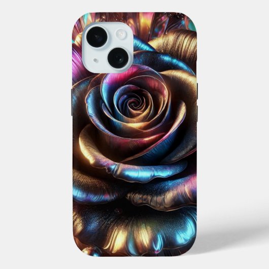 Veelkleurig Metallic Roos met Levendige Bloemen Case-Mate iPhone Case (Achterkant)