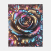 Veelkleurig Metallic Roos met Levendige Bloemen Fleece Deken (Voorkant)