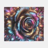Veelkleurig Metallic Roos met Levendige Bloemen Fleece Deken (Voorkant (Horizontaal))