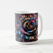 Veelkleurig Metallic Roos met Levendige Bloemen Koffiemok (Voorkant rechts)