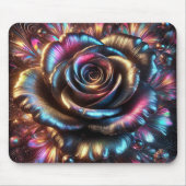 Veelkleurig Metallic Roos met Levendige Bloemen Muismat (Voorkant)