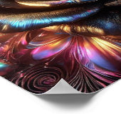 Veelkleurig Metallic Roos met Levendige Bloemen Poster (Hoek)