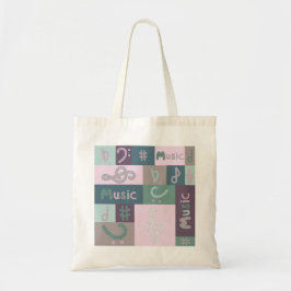 veelkleurig muziekpatroon tote bag