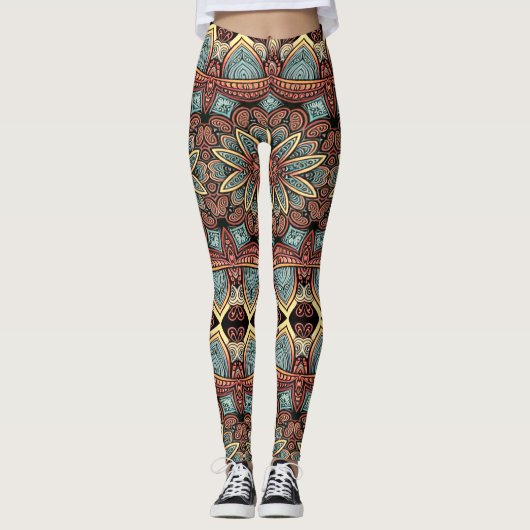 Veelkleurig naadloos patroon "Ratti_Creative_Arts" Leggings (Voorkant)