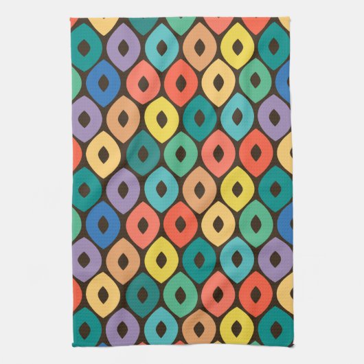 veelkleurig ogee-patroon theedoek (Verticaal)
