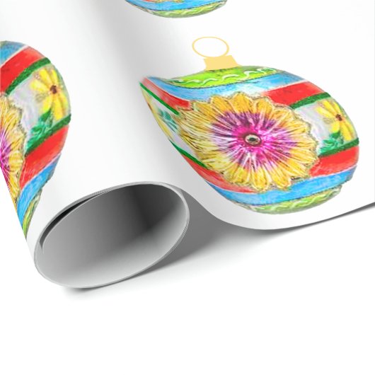 Veelkleurig Ornament wit inpakpapier (Rol Hoek)