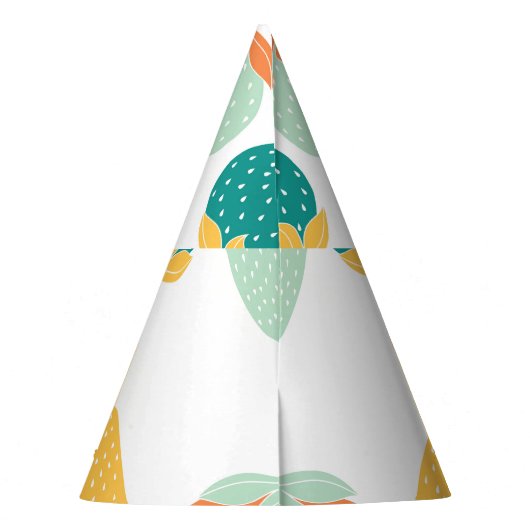 Veelkleurige aardbeien: vruchtpatroon. feesthoedjes (Achterkant)