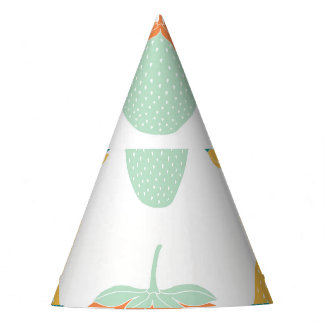 Veelkleurige aardbeien: vruchtpatroon. feesthoedjes