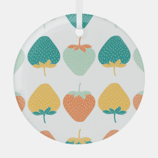 Veelkleurige aardbeien: vruchtpatroon. glas ornament