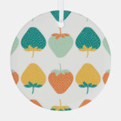 Veelkleurige aardbeien:  vruchtpatroon. glas ornament (Achterkant)