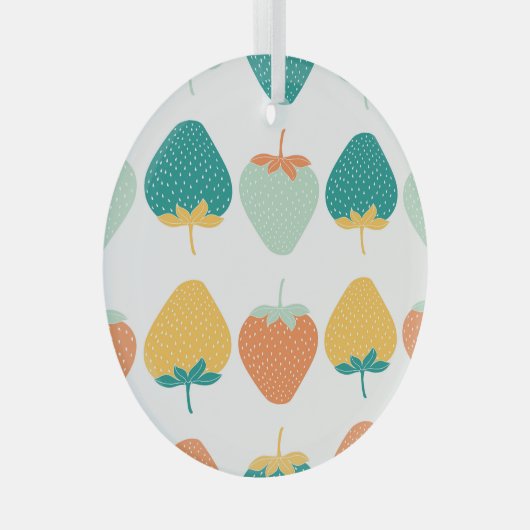 Veelkleurige aardbeien:  vruchtpatroon. glas ornament (Voorkant Rechts)