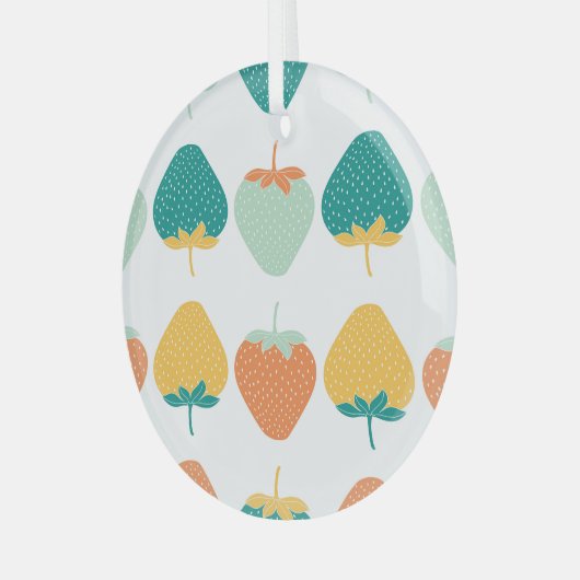 Veelkleurige aardbeien: vruchtpatroon. glas ornament (Voorkant links)