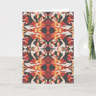 Veelkleurige Abstract Bloem in Rood Geel Zwart C Kaart