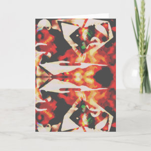 Veelkleurige Abstract Bloem in Rood Geel Zwart C Kaart