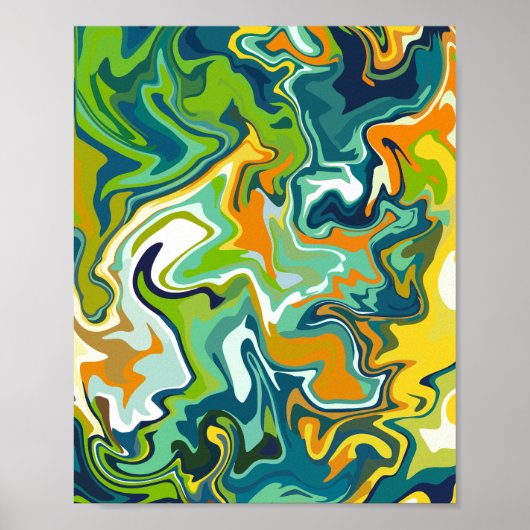 veelkleurige Abstracte vloeistofbeweging Poster (Voorkant)