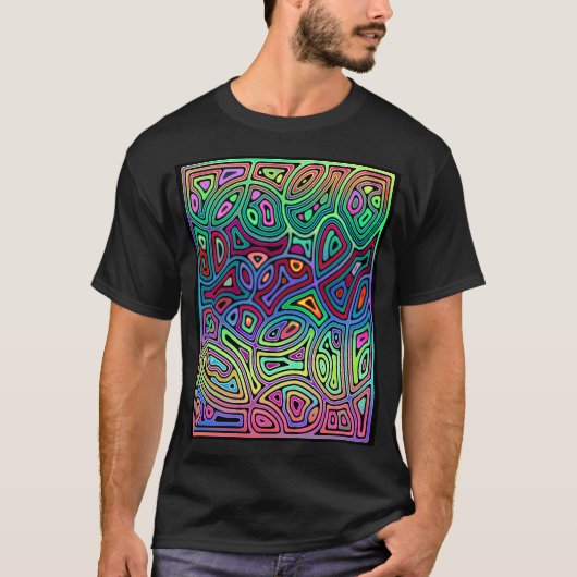 veelkleurige abstracte vormen t-shirt (Voorkant)