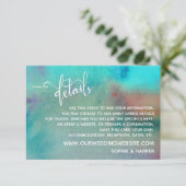 Veelkleurige Abstracte Waterverf bruiloft details Informatiekaartje (Staand voorkant)