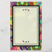 Veelkleurige Art Deco Abstract met rode rozen Briefpapier (Voorkant)