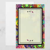 Veelkleurige Art Deco Abstract met rode rozen Briefpapier (Voorkant / Achterkant)