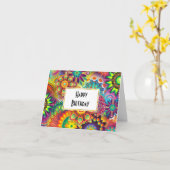 Veelkleurige Art Deco Bloemvormen Verjaardag Kaart (Gele Bloem)