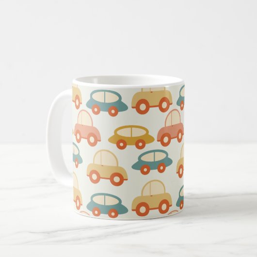 veelkleurige auto's patroon koffiemok (Voorkant links)