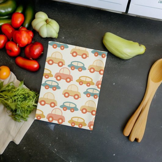  veelkleurige auto's patroon theedoek