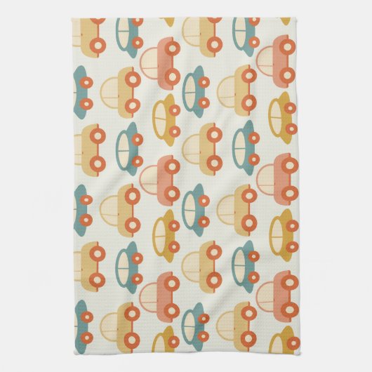 veelkleurige auto's patroon theedoek (Verticaal)