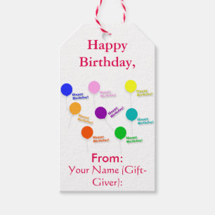 Veelkleurige ballonnen Happy Birthday Sjabloon Cadeaulabel