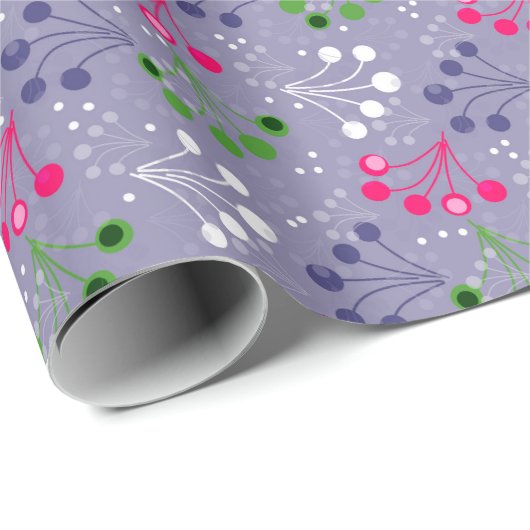 Veelkleurige bes eenvoudig patroon retro sixties cadeaupapier (Rol Hoek)