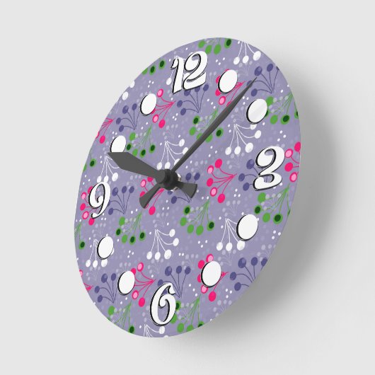 Veelkleurige bes eenvoudig patroon retro sixties ronde klok (Hoek)