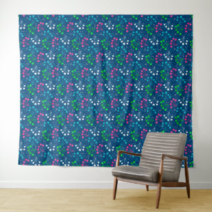 Veelkleurige bes eenvoudig patroon retro sixties wandkleed