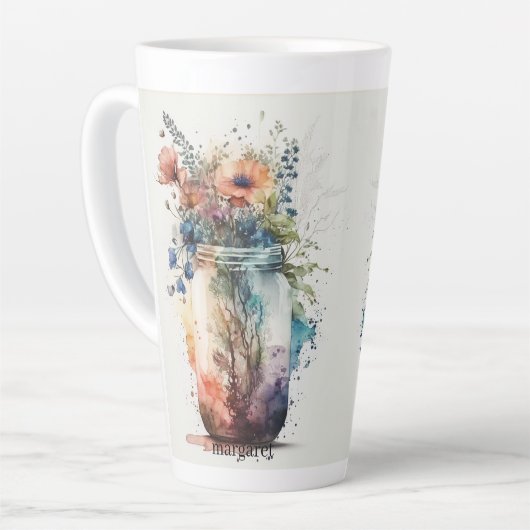 Veelkleurige bloemen #6 latte mok (Linkerhoek)