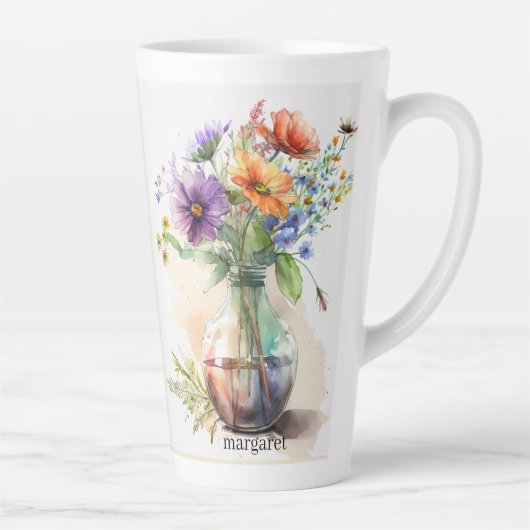 Veelkleurige bloemen #8 latte mok (Rechts)