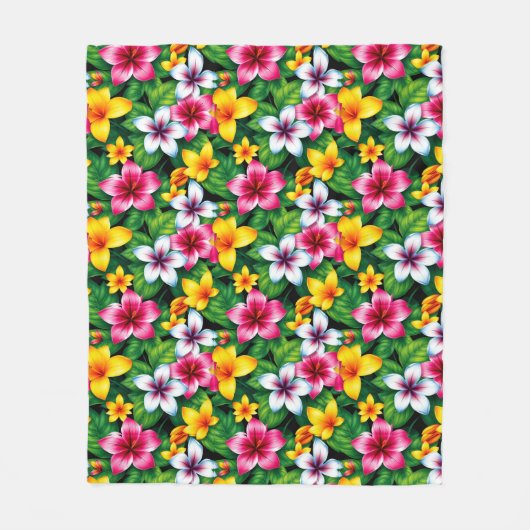 Veelkleurige bloemen en bladeren Patroon-57577 Fleece Deken (Voorkant)