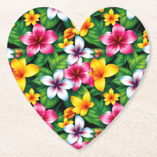 Veelkleurige bloemen en bladeren Patroon-57577 Kartonnen Onderzetters