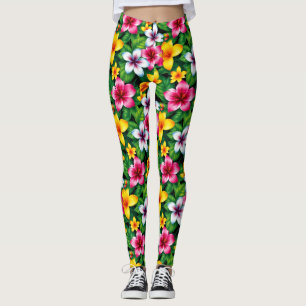 Veelkleurige bloemen en bladeren Patroon-57577 Leggings