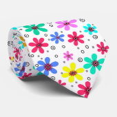 Veelkleurige bloemen madeliefjes retro achtergrond stropdas (Opgerold)