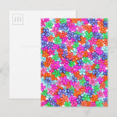 Veelkleurige bloemen met de hand getekend bloemmot briefkaart (Voorkant / Achterkant)