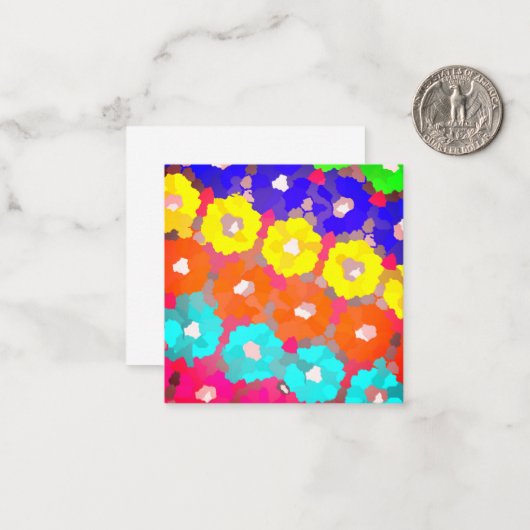 Veelkleurige bloemen notitiekaartje (Voorkant / Achterkant in situ)