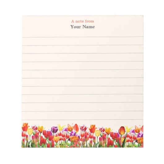 Veelkleurige bloemen op lichte beige voering notitieblok (Voorkant)