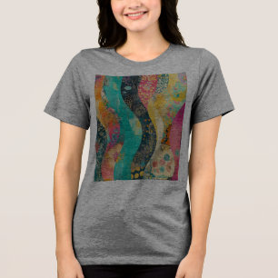 Veelkleurige bloemengolf Tri-Blend shirt