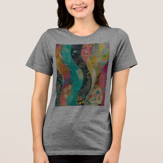 Veelkleurige bloemengolf Tri-Blend shirt (Voorkant)