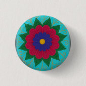 Veelkleurige bloemknop ronde button 3,2 cm (Voorkant)