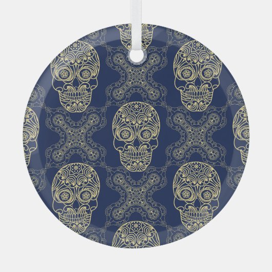 Veelkleurige Boho schedel patroon. Glas Ornament (Voorkant)