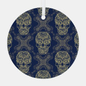 Veelkleurige Boho schedel patroon. Glas Ornament (Achterkant)
